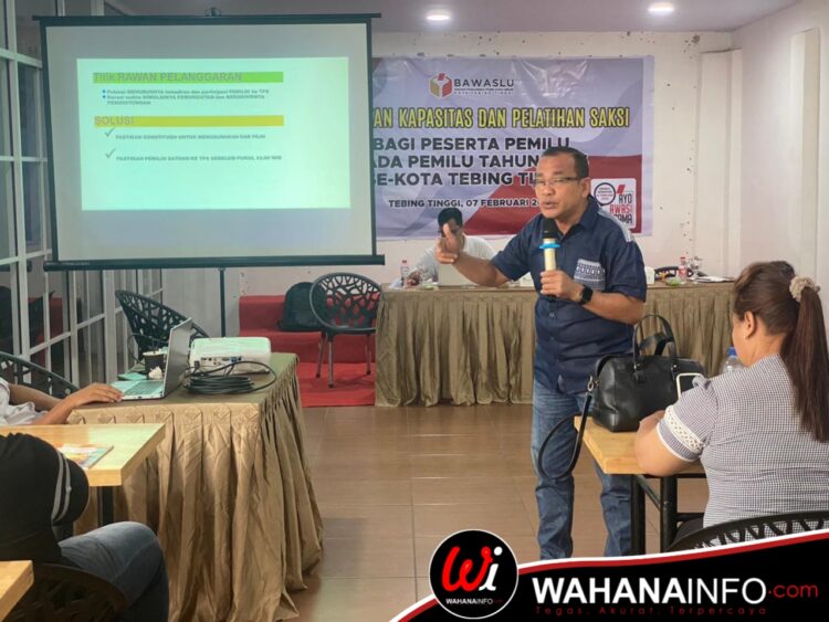Bawaslu Kota Tebing Tinggi Laksanakan Penguatan Kapasitas dan Pelatihan Saksi Bagi Peserta Pemilu Kota Tebing Tinggi