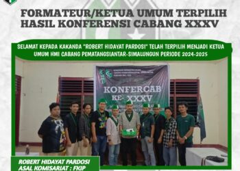 Robert Hidayat Pardosi Terpilih Secara Aklamasi Sebagai Ketua Umum HMI Cabang Siantar-Simalungun 2024 – 2025
